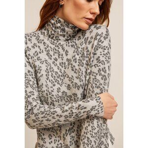 Z Supply Turtleneck Top L Oversized Tunic Dot Animal Print Playful Minimalist